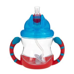 Nuby Tritan 8oz Fat Straw Cup Botol Minum Sedotan Bebas Posisi 240ml