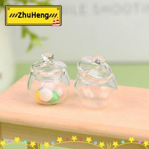 zhuheng Lọ thủy tinh mini Nhà búp bê 1:12 lọ đựng kẹo lọ nhỏ trang trí nhà bếp