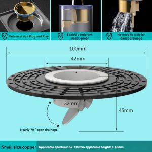 JIAOD Backflow Preventer Sink Strainer Floor Drain 34-100mm Dia Hole Fast Drainage Anti-odor Dectable Sink Strainer Bathroom Supplies No Smell Insert Drain Plug Toilet