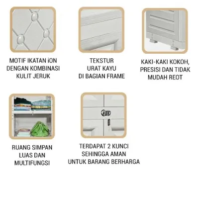 LEMARI BAJU PLASTIK NAPOLLY MINI CABINET MCAB 46 ION / LEMARI PAKAIAN PLASTIK PUTIH