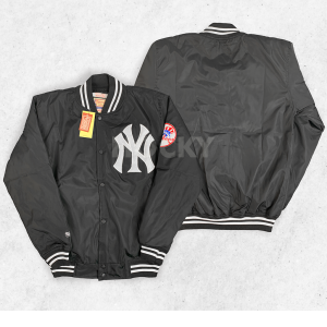 HOCKY Jaket Varsity Hitam Baseball Pria Wanita Full Bordir Premium Distro Kece Terbaru