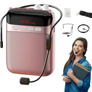 BERGARANSI TaffSTUDIO Spiker Speaker Pinggang guru Wireless Bluetooth Microphone LED Amplifier S26