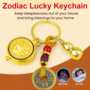Wealth Attracting Rotatable Zodiac Keychain Good Fortune Charm for Business Success Money Luck Fashion Pendant for Keys Bags