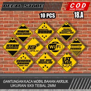 paket isi 10 pcs Gantungan Kaca Akrilik Bebas Custom Variasi Gantungan Mobil Dan Truck Kode 18.a