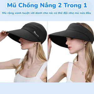 Mũ chống nắng nữ mũ đi biển rộng vành mũ rộng vành nữa đầu tháo rời 2 kiểu thời trang Hàn Quốc