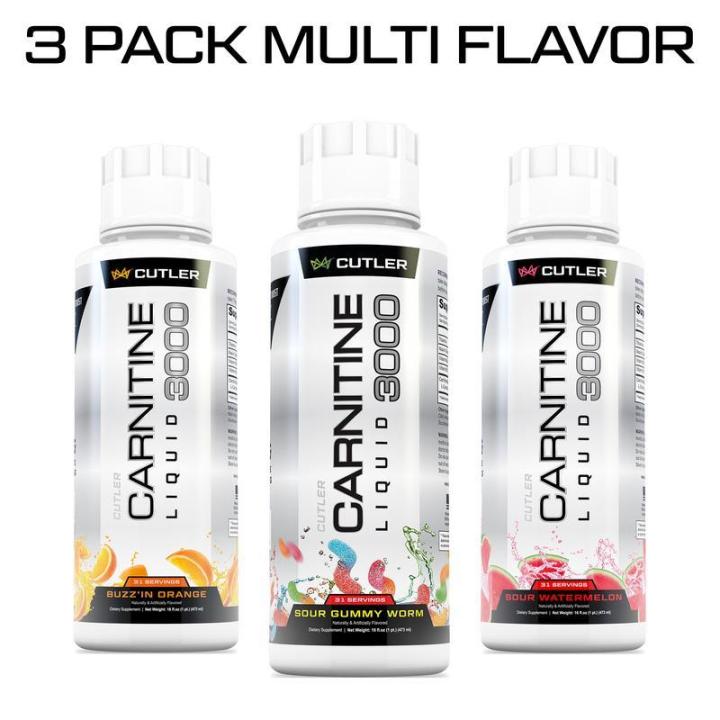 Korean 3 Pack Cutler Multi Flavor Carnitine Liquid 3000 Energy Sport  Beverage Drink Variety Pack US Edition