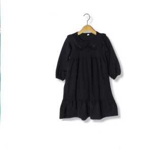 Gamis anak korean style crinkle / dress anak perempuan polos remple kerah 3 sampai 12 tahun crinkle airflow