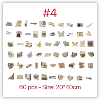 60 pcs sticker pack creative childrens handbook stickers cute retro material paper