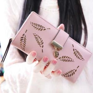 INDOLAPAK (173) Dompet Wanita / Dompet Wanita Terbaru 2024 / Dompet Wanita Panjang Fashion Import Korea Leaf Gold Pattern / Motif Daun Emas / Warna Coklat Hitam Cream Biru Pink