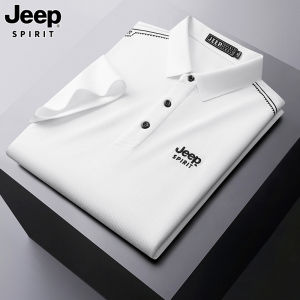 JEEP SPIRIT Mens POLO Shirt Summer New Oversized Relaxed Polo Collar Solid Color POLO Shirt Cotton Short Sleeve T-shirt Thin Half Sleeve POLO Shirt