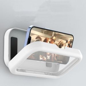 LOVWK อุปกรณ์ติดผนัง ที่วางโทรศัพท์ในห้องน้ำ กันน้ำกันน้ำได้ กาวในตัว กล่องเก็บโทรศัพท์ในห้องน้ำ เคสโทรศัพท์ติดผนัง หมุนได้หมุนได้ กล่องใส่โทรศัพท์ ฝักบัวอาบน้ำฝักบัว