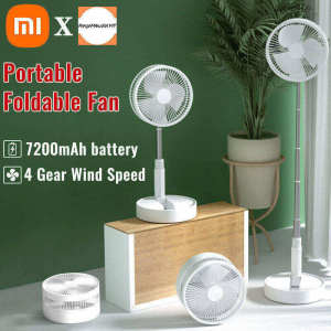 【1 Day Shipping】REGEMOUDAL & Xiaomi Fan USB Rechargeable Fan Table Fan Portable Fan Stand Fan Height 39 Inches 7200mAh Standing Fan 4 Wind Speed Adjust Desktop Fan Circulation Fan Kipas mudah alih Kipas Camping Fan 风扇
