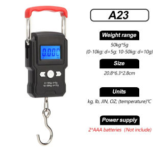 Digital Hanging Scale High Precision Portable Battery/USB Charging 50kg 60kg 75kg LCD Fishing Hook Electronic Weighting Luggage Travel Scale with 1.5m Tape Home Weighing Balance Tools