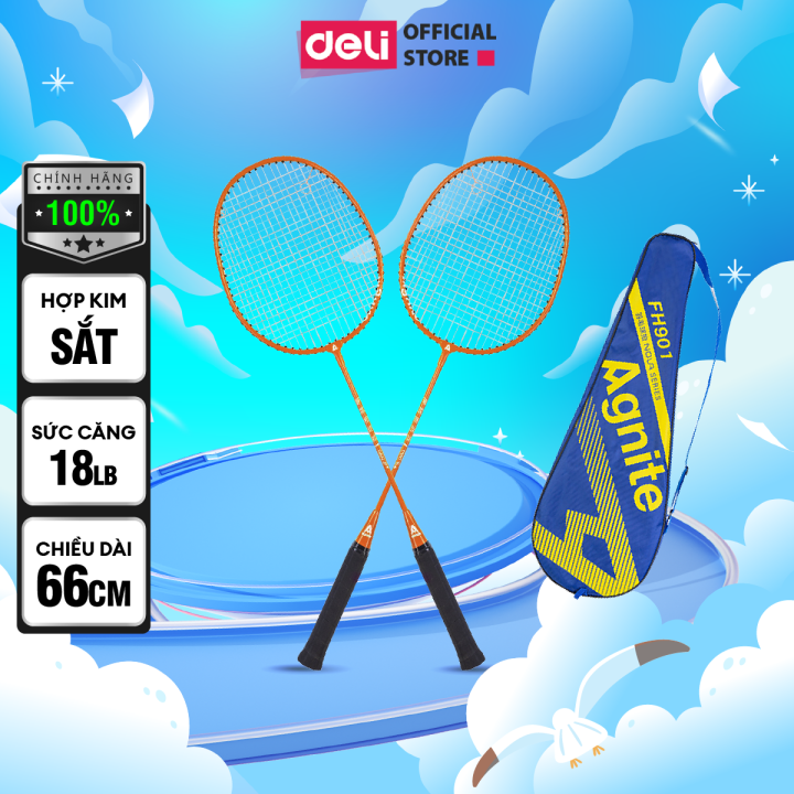 Bộ 2 vợt cầu lông giá rẻ chính hãng Agnite, bền, nhẹ, tặng kèm túi vợt ...