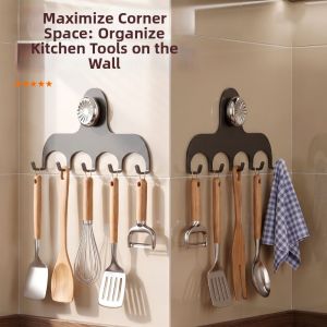 PENTU Sturdy Suction Cup Kitchen Hooks No Drill Creative Wall Mount Rack Decor Space Saving Utensil Hanging Holder Kitchen