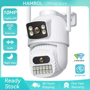 Hamrol 10MP 5G&2.4GHz PTZ WiFi IP Camera Outdoor Waterproof Auto Tracking Wireless CCTV O-KAM APP