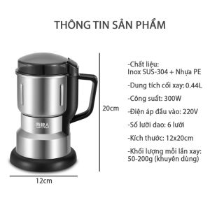 Máy xay bột khô Siêu Mịn [6 LƯỠI DAO] Công Suất 300W - Máy xay hạt cà phê xay bột ngũ cốc thảo mộc - Máy xay gia đình xay gia vị  Cối Xay inox dung tích lớn ông suất cao - Máy xay thuc pham xay hat cafe xay ngu coc thao moc da nang