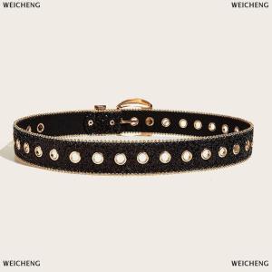 [COD] WEICHENG Goth Punk Womens Belt Fashion Rhinestone Belt Girl Decorative Jeans Wide Belt Rock Men Women Fashion Belt