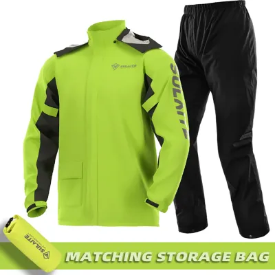 SULAITE Waterproof Motorcycle Raincoat Suit Men Jacket Coat Outdoor Rainwear Women Jumpsuit Ultrathin Rain Cycling Hiking Protect