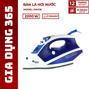 Bàn là hơi nước Sowun SW418 nhập khẩu mặt đế Ceramic siêu bền chế độ phun hơi nước thẳng đứng