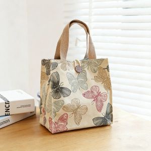 Women Bento Bag Canvas Tote Bag Fashion Fashion Out Day Office Workers With Rice Mother Lunch Box Bag