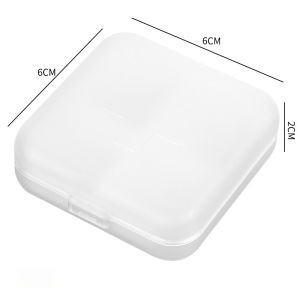 6x6cm มินิกล่องยาพกพา 4 ช่องกล่องเก็บยาอเนกประสงค์ป้องกันความชื้น (พร้อมจำหน่ายในสต็อก) G3359