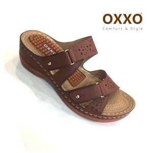 OXXO รองเท้าเพื่อสุขภาพ รองเท้าส้นเตารีดแบบสวม งานเย็บมือทนทาน สูง2นี้ว สวมใส่สบาย น้ำหนักเบามาก 1A6192