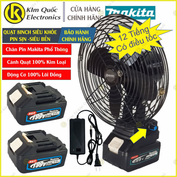 Quạt tích điện 8inh có điều tốc vô cấp sử dụng pin 10cell makita chân ...