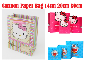 Gift Paper Bag Kraft Present Bag with Handle Beg Kertas Cartoon Goodies Bag Birthday Surprise Gifts Goodies Paper Bags Hello Kitty Doraemon
