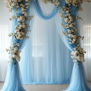 MYTHIS 75cm X 6M Wedding Tulle Arch White Pink Elegant Draping Fabric Backdrop Draping Material Backdrop Fabric Wedding