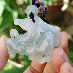 Elegant Round Sculpture Horse crafted with Natural Type A Jadeite Pendant Necklace with certificate included weigh 22.15 grams 34.5 * 40.8 * 11.6 mm a rare collectors piece for your daily wear (pendant44)