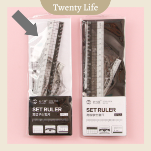 TwentyLife 4pcs/set Cute Cartoon Ruler Set Pembaris Measuring tools Office Student Soft Ruler Flexible Ruler 卡通套尺可爱学生多功能文具三角板尺子量角器四件套装软尺