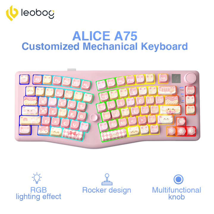 Leobog A75 tùy chỉnh bàn phím cơ có dây/2.4G/BT kết nối 83 phím sắp xếp ...
