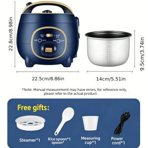 1pcElectric Rice Cooker with Steamer Kitchen Non-Stick Pot 1.8L Keep Warm Function Portable Multi Cooker for Soup