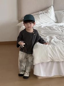 Baby in Spring 2026 Childrens round-neck clothing T Shirt and jeans set Korean style childrens clothing boys spring outfit