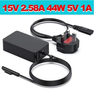 Penyesuai Kuasa Pengecas PC Microsoft Microsoft PC Charger Power Adapter 44W for Surface Pro 3 4 5 7 8 9 10 Surface Go 2/3/4 USB Phone Charger
