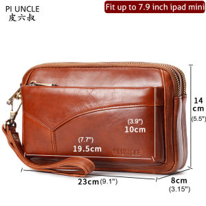 Genuine Leather Mens Clutch Bags Long Wallet Business Handbags For Men Large Capacity Women Long Wallet Money Pocket Passport Purse Mobile Phone Pouch Soft Cowhide Double Zipper Messenger Bag Coins Cards Case Letter Casual Handbag For Men Natural
