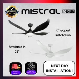 CHEAPEST INSTALL Mistral DFan Typhoon 52" 5 Blades Ceiling Fan With 3-Tone LED Light Remote Control