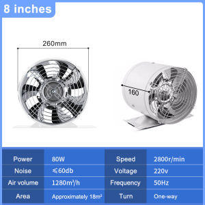 Bracket Exhaust Fan 6/7/8/10/12Inch Duct Air Ventilator Inline Exhaust Fan Air Ventilator Metal Ventilation Exhaust Fan Indoor Ventilation Oil Fume Duct Fan Industrial Window Exhaust Fan Mini Extractor Bathroom Toilet Wall Fan Duct Fan Low Noise Exhaust