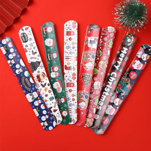 【Naitre】5PCS Christmas Light Up Slap Bracelet LED Flash Bangle Wristband Xmas Party Favor Holiday Present Santa Snowman Deer Bear