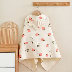 JMY Baby Hooded Towel Cartoon Cape Bath Towel Muslin Soft Absorbent Breathable Newborn Toddler Kids Hooded Bath Towel All Season