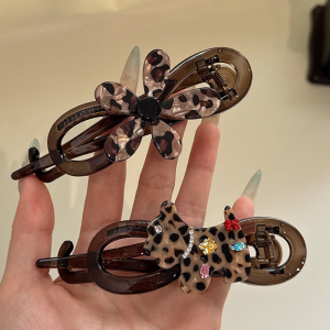 Fashionable Leopard Pattern Acrylic Hair Clip Strong Hold Twist Design Hair Clip For Thin Fine Hair Styling Decoration