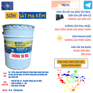 (THÙNG 18Kg) Sơn Sắt Mạ Kẽm 1 Thành phần Sơn Sắt Đen Gỗ Bê tông Không Cần Sơn Lót Không Bong Tróc Mau Khô Bền Màu Đẹp - DIY