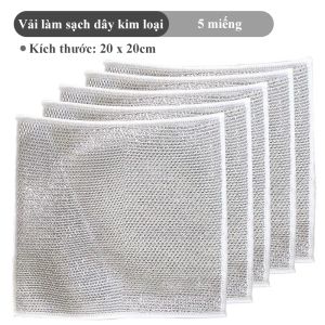 Set 5/10 Khăn Lau Chén Dĩa Bằng Dây Thép 2 Mặt Đa Năng Tiện Dụng 20x20cm-HAUSE