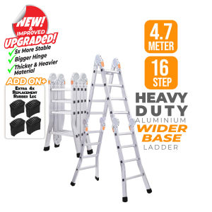 4.7M 16 Step Wider Base Heavy Duty Foldable Ladder Multipurpose Aluminium Folding Long Ladder Tangga Lipat Panjang