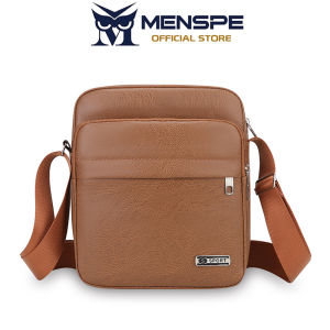 MENSPE Men Shoulder Bag PU Leather Waterproof Messenger Bag Commuter Bag Business Bag Lightweight Casual Bag Fashion Leisure Sport Street Bag for College Student