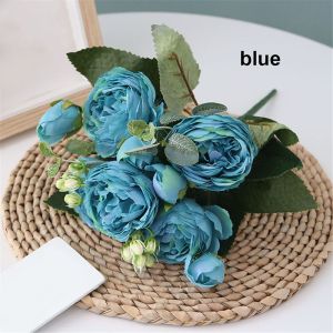 BORC3 30cm 9 head Festival Supplies Wedding Vintage Silk Peony  Party Decoration  Rose bouquet Artificial Flowers