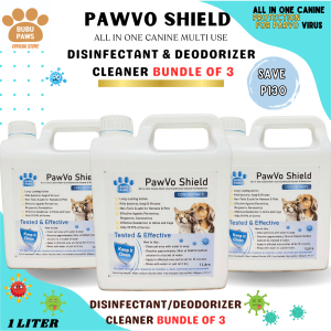 Bubu Paws PawVo Shield: All-In-One Canine Multi-Use Disinfectant & Deodorizer Cleaner BUNDLE of 3