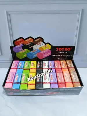 (MURAH) 40 PCS PENGHAPUS PENSIL JOYKO ER-110 526-B40P WARNA HITAM-PUTIH DAN WARNA WARNI