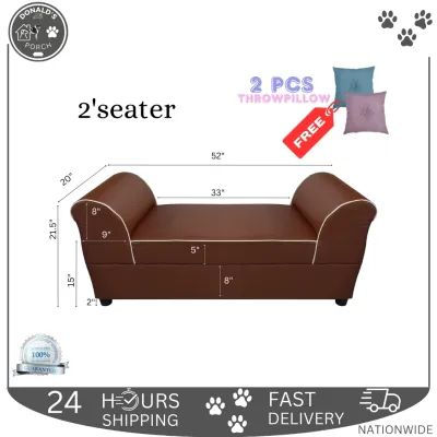 WARREN STYLISH 2-SEATER LOUNGE SOFA WITH THROWPILLOWS RANDOM COLORS FOR MODERN SPACE - DONALDs PORCH